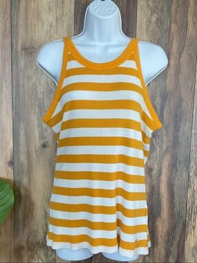Nike Striped Yellow & White Ribbed Tank Top XL